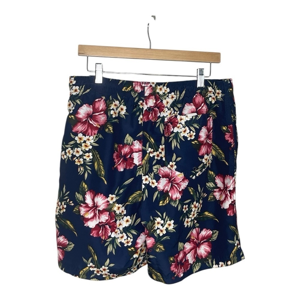 LANDS END W/ HOFFMAN CALIFORNIA MENS SWIM TRUNKS FLORAL BLUE Sz M 32-34 - Picture 2 of 4